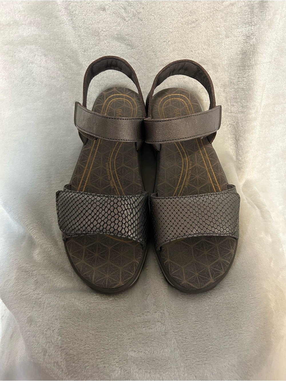 Joya Bronze Textured Strap Comfort Sandals